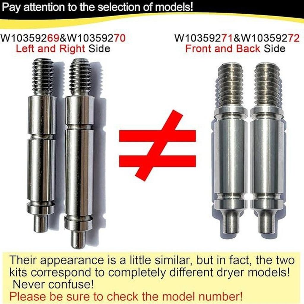 Upgraded GOOSUROO Dryer Front & Rear Drum Support Roller Shaft , W10359271 & W10359272 Set