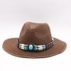 Vintage Bohemian Beach Hat Kids, American Straw Western Cowboy Hat Men's Summer Panama Straw Hat