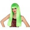 Perruque Longue Vert Fluo Avec Frange 60cm