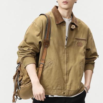 Season Jacket Men'S Trend Fashion Comfortable Casual Men'S Lapel Loose Tooling Jacket Men'S