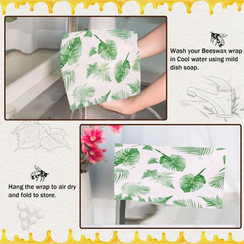 Practical Freshness Keeping Beeswaxs Cloth Set 3 Pack Natural To Food Wrap Kitchen Supplies Portable for Household Use