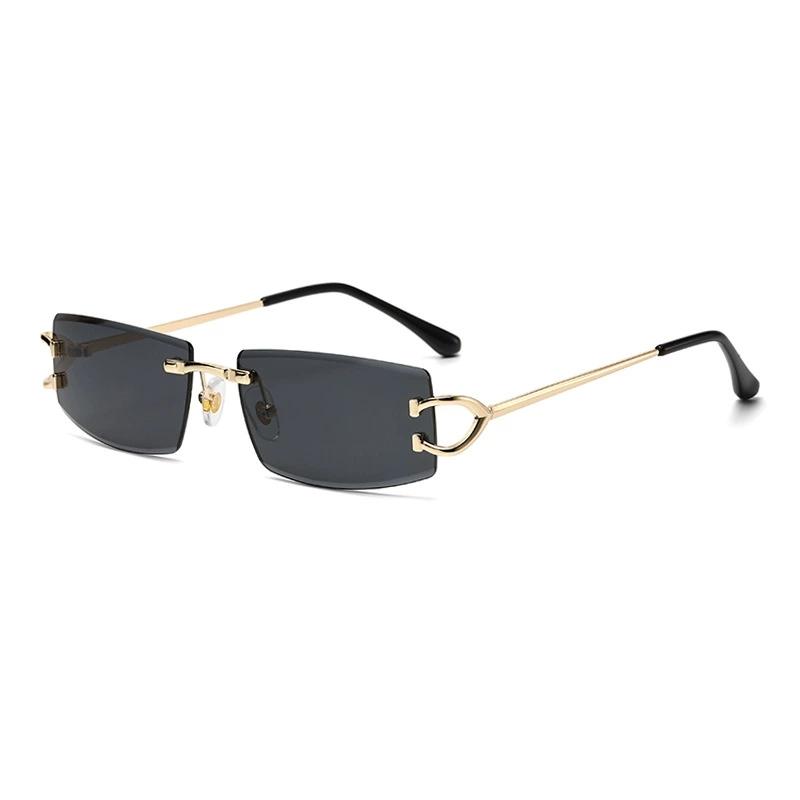 New Frameless UV400 Cut Edge Sun Glasses Women 2025 Hip-hop Modern Fashion Square Metal PC Sunglasses Metal&C1