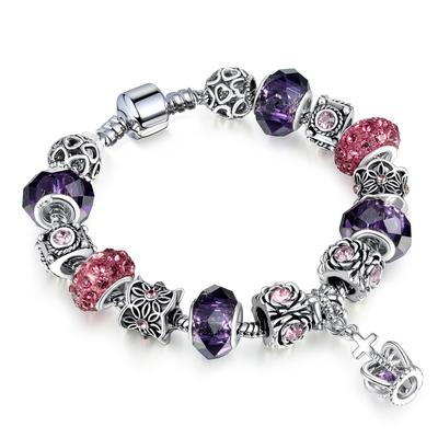 Women All Match Glass Crystal Flower Beads Bracelet