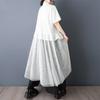 short sleeve Plus size cotton mesh vintage patchwork new in dresses for women casual loose long summer Shirt dress