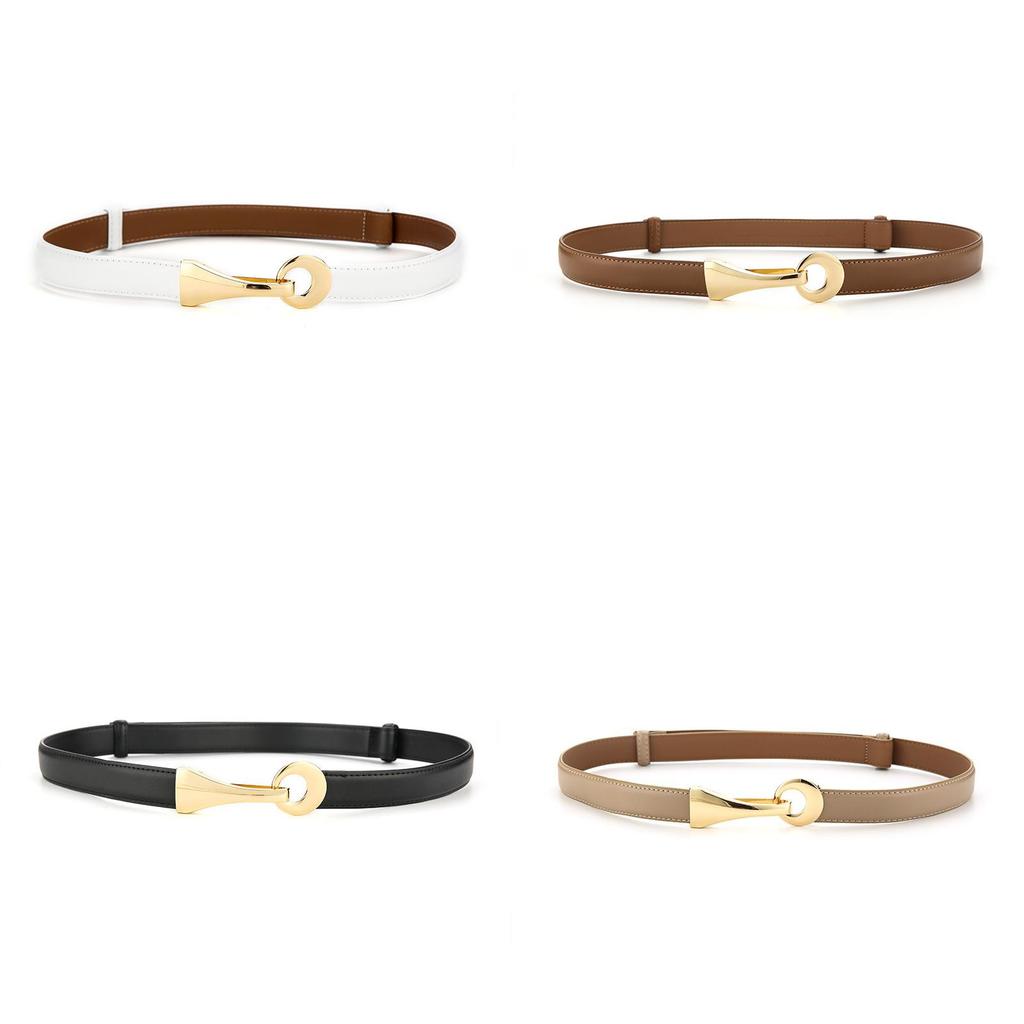 Genuine Leather Womens Waist Belt With Double Ring Buckle For Casual And Office Wear