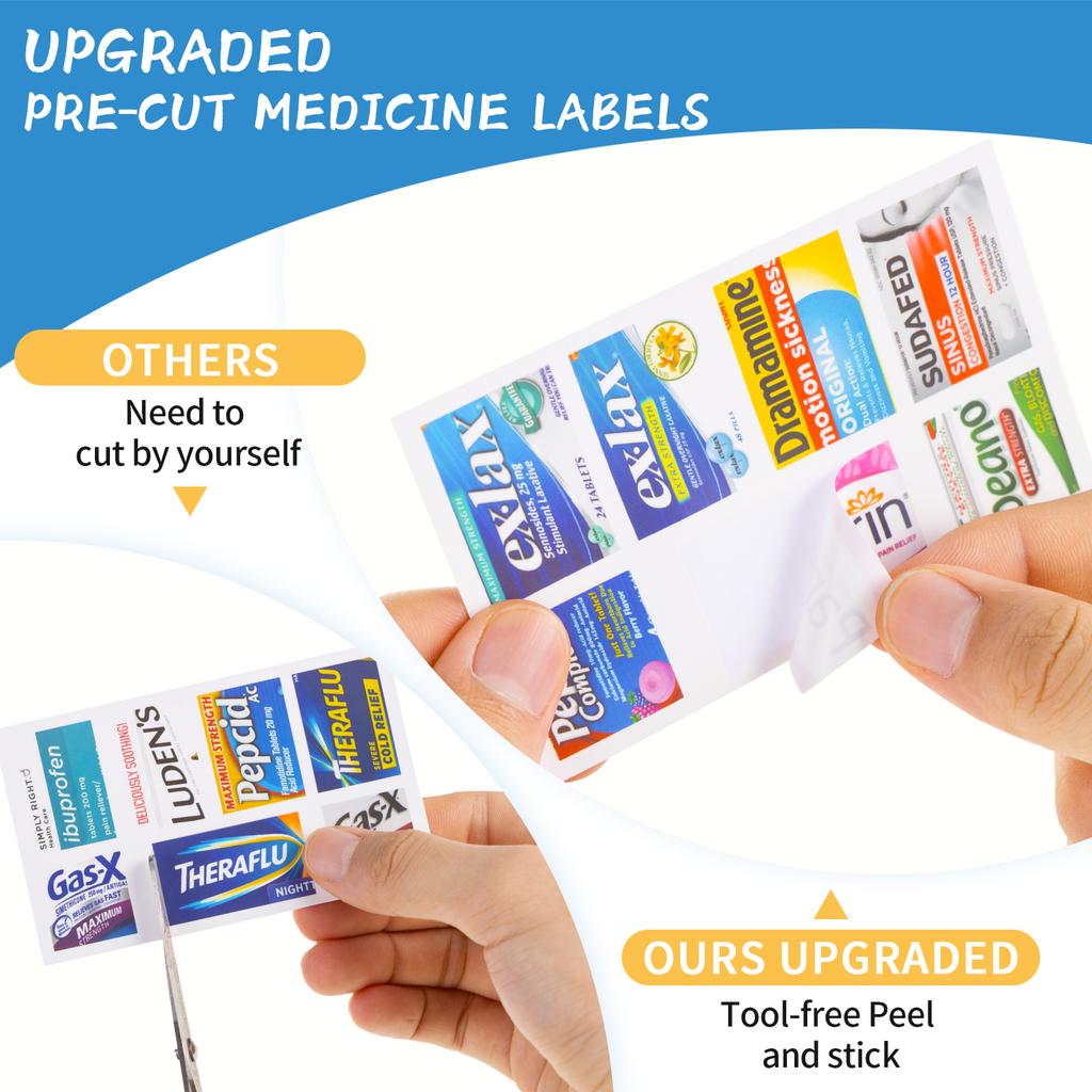 10 Grids Pill Organize Storage Container with 175 Labels Pill Case Health Medicine Organizer Travel Supply Mini Pill Box