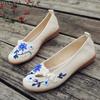 Women Ladies Casual Floral Round Toe Wegdes Embroider Loafers Canvas Shoes