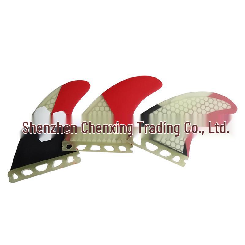 

Three-Color Splicing Surfboard Fin with Honeycomb Single Tab Rudder G5 чорний/червоний