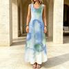 Women's Summer Beach Maxi Dress Sleeveless Loose Watercolor Print Dress,Lightweight & Breathable,Elegant for Vacation,Outdoor & Daily Wear
