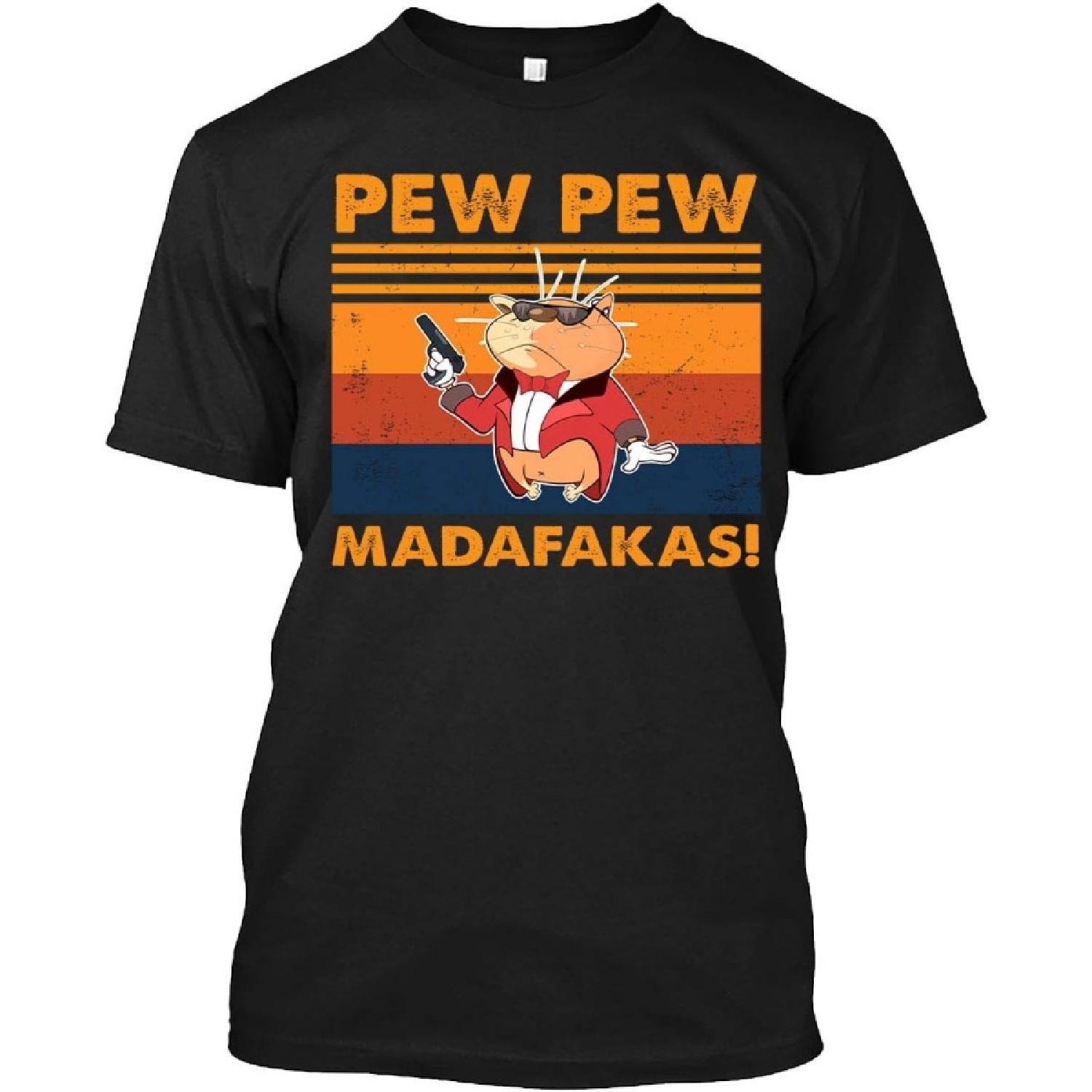 Cat Tshirt Vintage Pew Pew Madafakas T-Shirt for Men Women (Black - XL) XXXXXL разноцветный