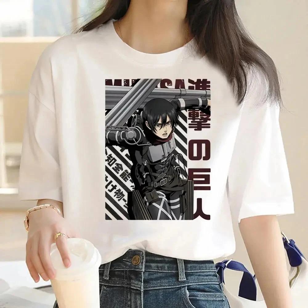 2025 Anime Attack Titan Pattern Harajuku T-shirt Casual Fashion Short Sleeve T-shirt Women's Retro Top T Shirt Aesthetic Clothes