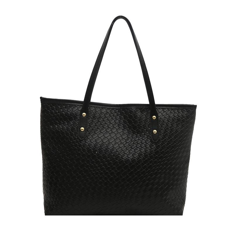 Minimalist Large Capacity Woven Handheld Tote Bag For Daily Use In Pu Material
