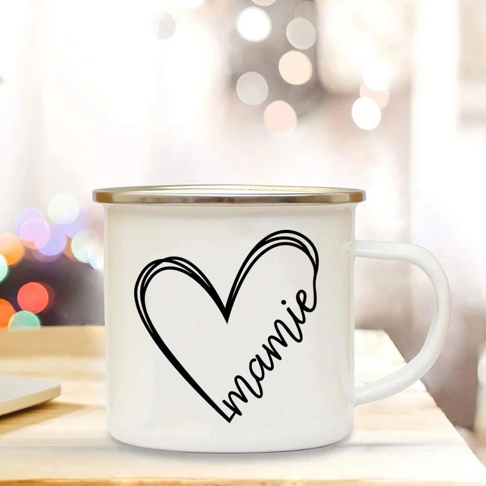 Beste Oma der Welt Bedruckte Tassen Kreative Kaffeetassen Getränke Wasser Milch Tasse Emailletasse Zuhause Henkel Trinkgeschirr Mamie Geschenke