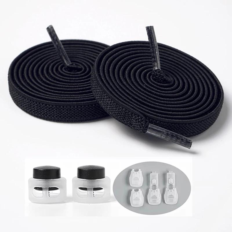1Pair/3Pair NEW Round Snap Lock Shoelaces Without Ties Kids Flat Elastic Shoe Laces Adult Quick Shoelace Shoe Accessories