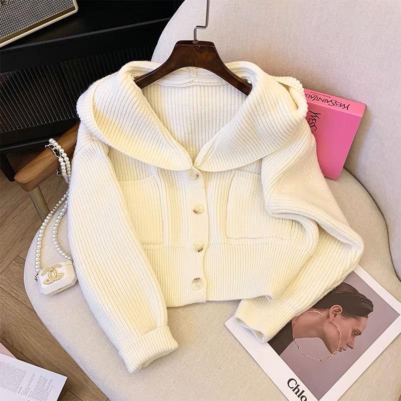 

Кардиган вязаный с капюшоном в корейском стиле Z 2025: Свободный крой, короткая верхняя одежда на осень/зиму. L (110-115 jin)