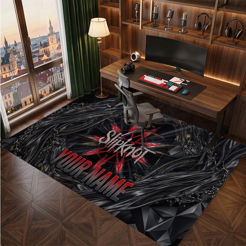 Slipknot Personalized Crystal Velvet Carpet, Customized Name Text Soft Anti‑Slip Rug for Living Room Bedroom