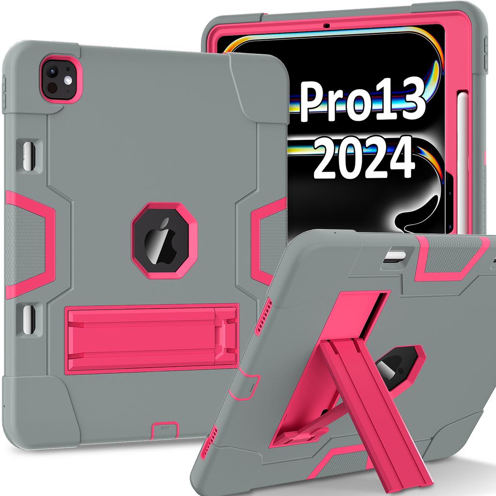 For iPad Pro 13 (2025)/13 (2024) Case Robot Style Silicone + PC Tablet Cover with Kickstand