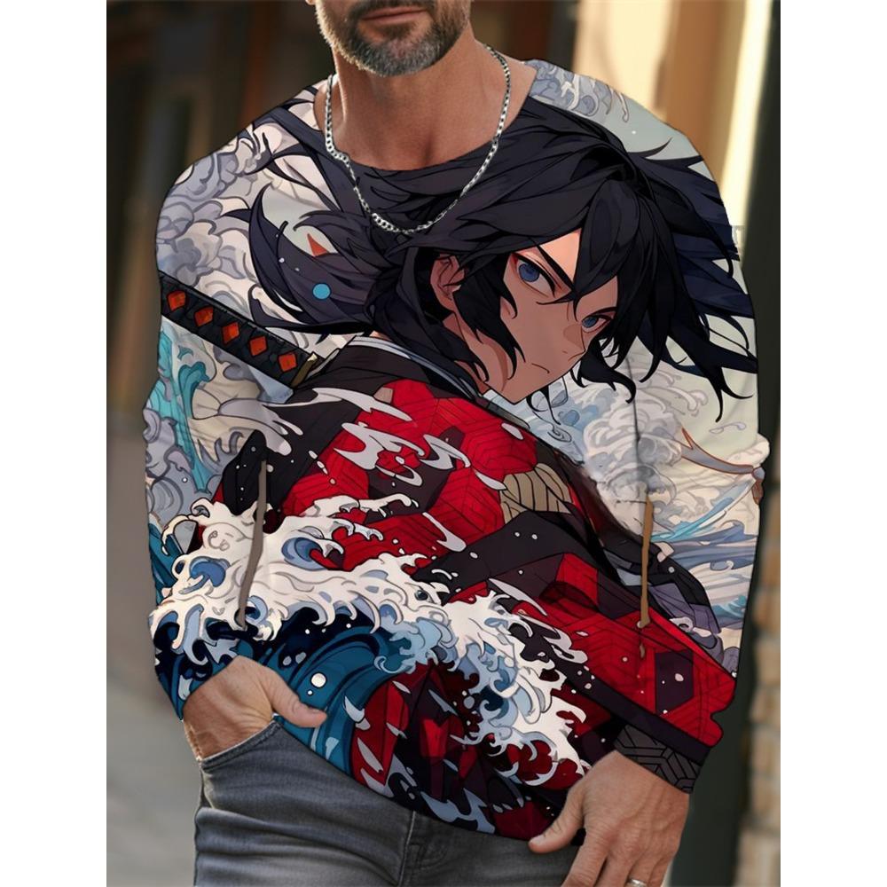 Men's Long-sleeved T-shirt 3D Printing Anime Printing Men's Long-sleeved T-shirt Autumn Tops
