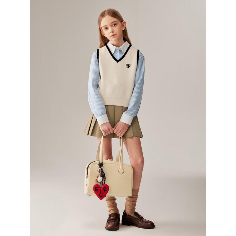 ELLE KIDS Girls' V-Neck Contrast Trim Knit Sweater Vest
