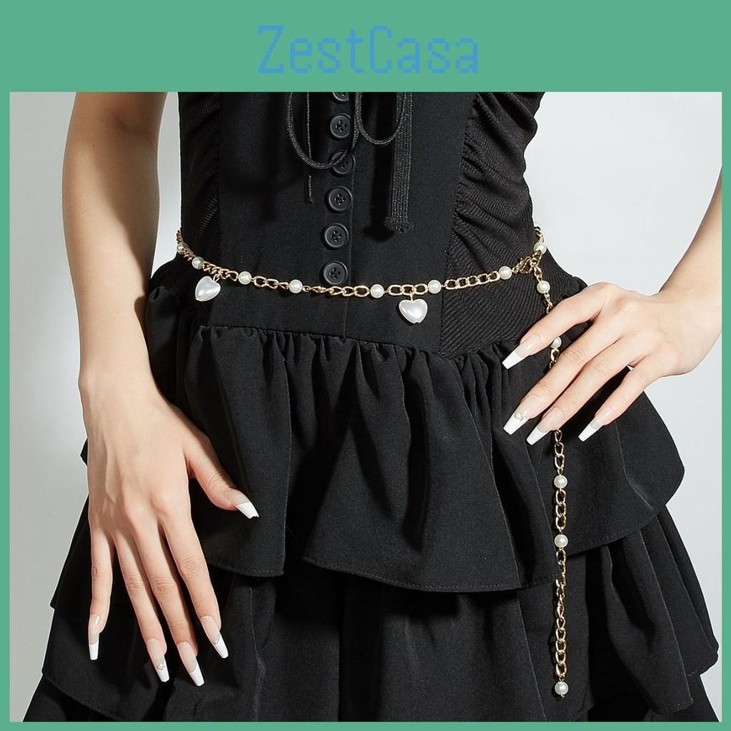 Fashion Heart Faux Pearl Waist Chain With Metal For Summer Womens Party Wear