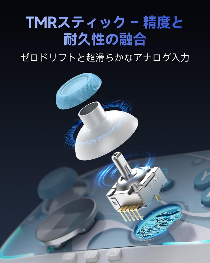 EasySMX S10 Switch 2 Compatible with Switch Magnetically HD TMR Joystick Game Controller with Back RGB Bluetooth Wireless Gyro Sensor and Controller,