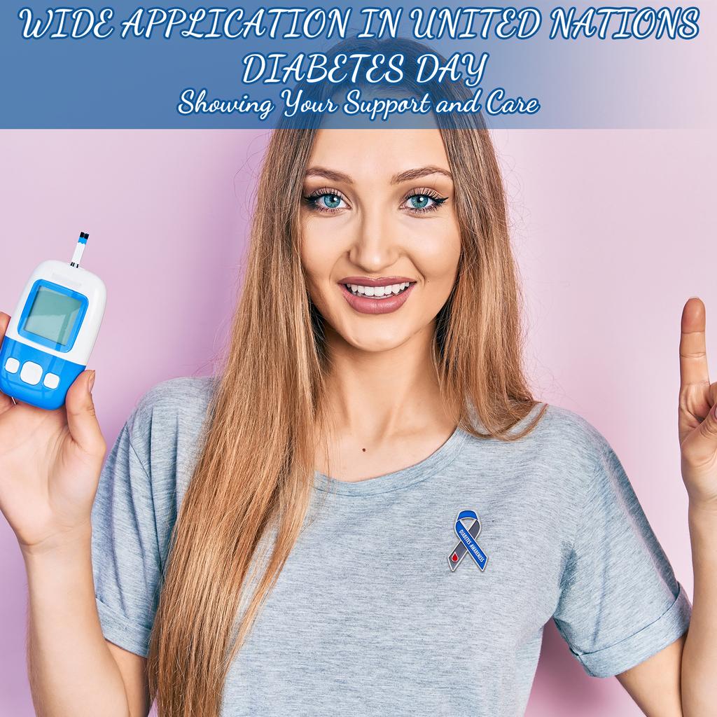 25 kusů odznáčků povědomí o cukrovce Hromadný typ 1 Prevence cukrovky Šedé a modré stužkové odznáčky pro diabetiky typu 1 A