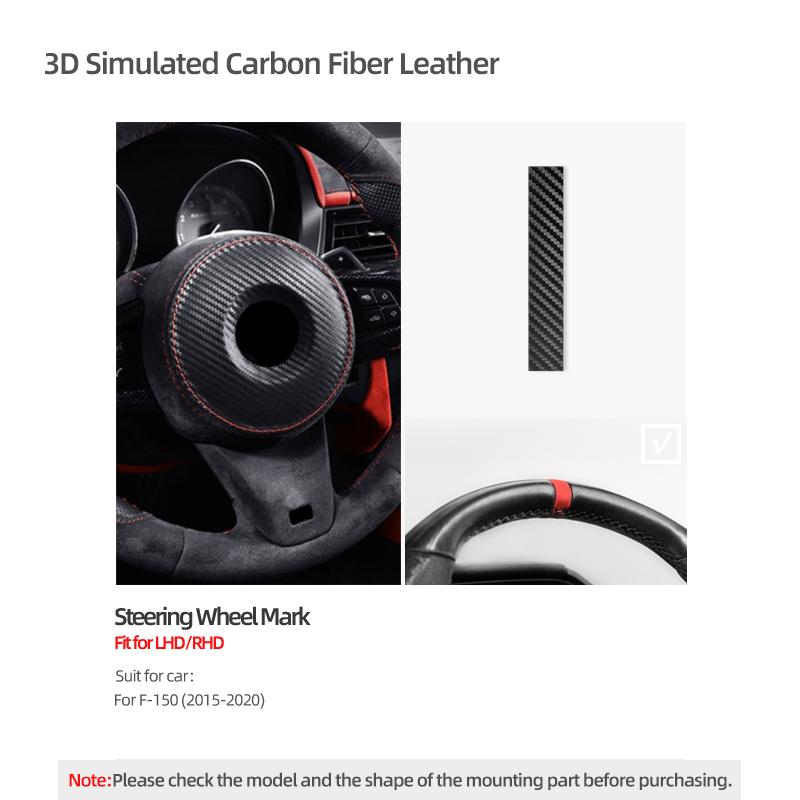 

For Ford F-150 SVT Raptor 2015-2020 Made of Alcantara Carbon Fiber Steering Wheel Top Marker Trim Sticker Car Interior Accessory