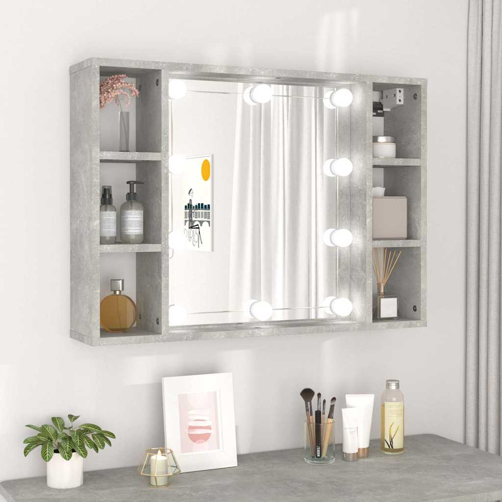 LED Mirror Cabinet in Concrete Grey 76 x 15 x 55 cm