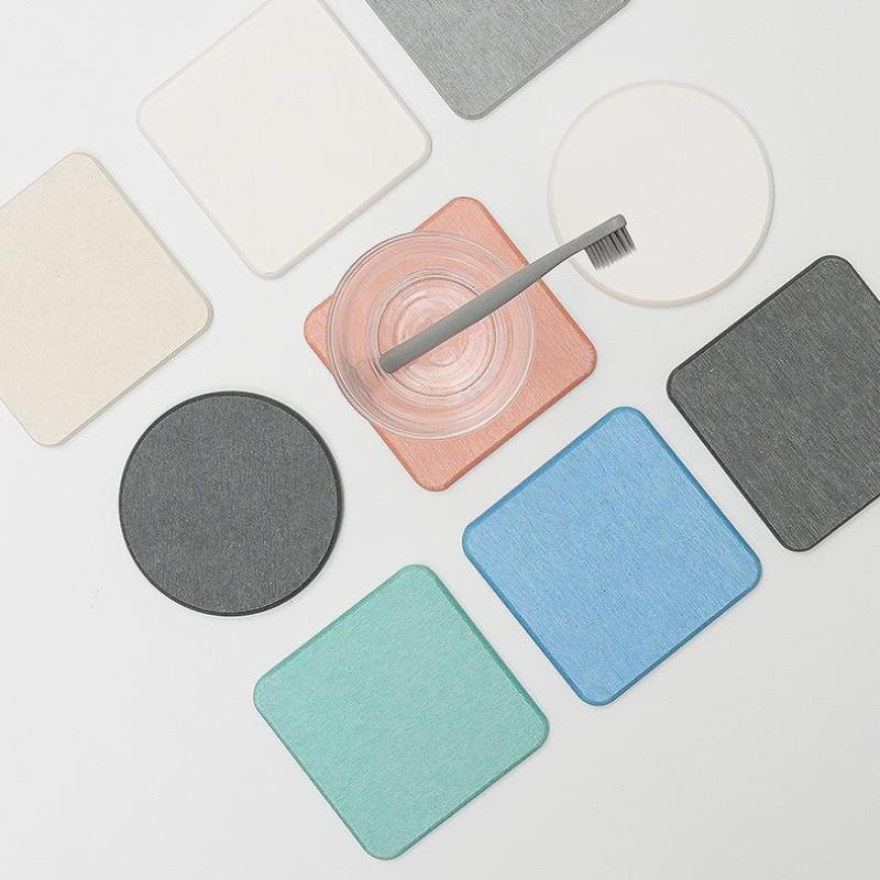 Solid Color Round Square Diatomaceous Earth Mats Toiletries Coasters Simple Absorbent Non-Slip Cup Home And Decoration Kitchen
