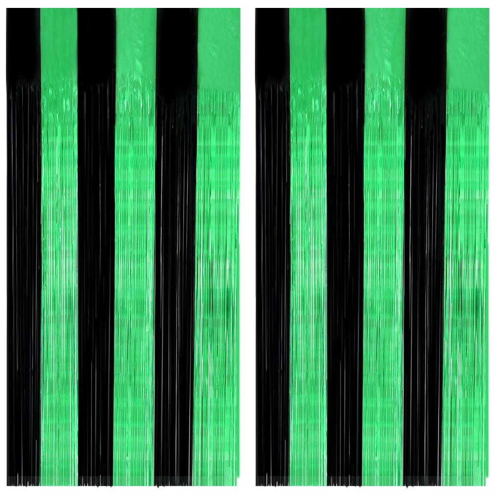 Vibrant Black And Green Rain Curtain For Stunning St. Patrick's Day Party Backdrops