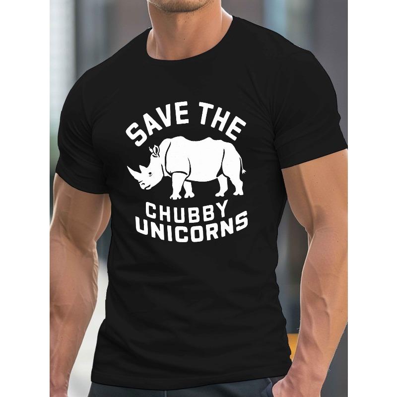 

Европейский размер Плюс сайз Мужская летняя футболка, Графический принт Спасите пухлых единорогов с носорогом, Футболки с коротким рукавом, Модные повседневные топы для повседневной жизни S чёрный
