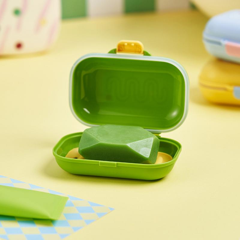 1PC Portable Soap Tray Leakproof Household Bathroom Drain Tray Bathroom Soap Box with Lid for Camping Traveling Business