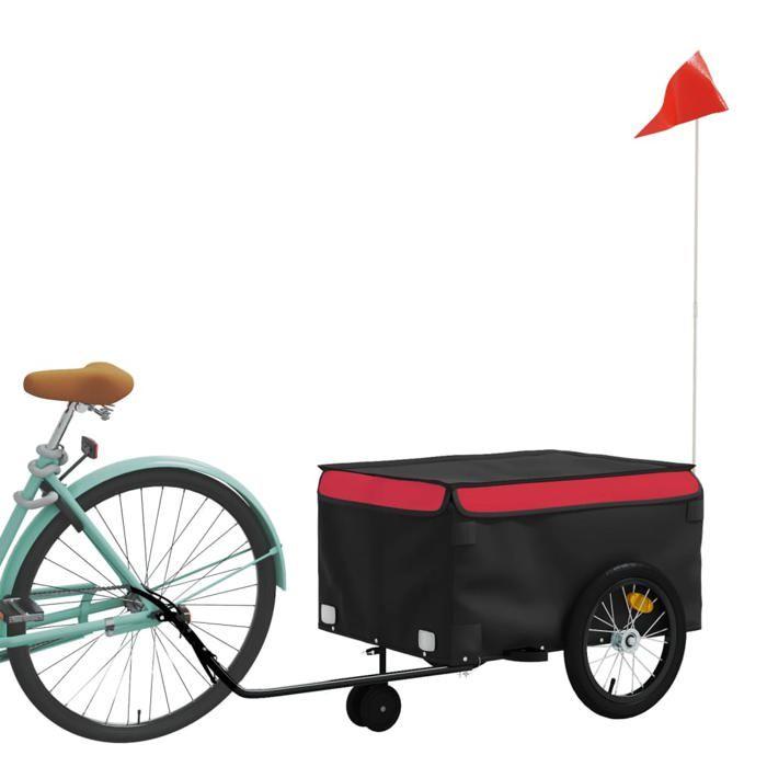 VidaXL Bicycle Trailer Black and Red 45 Kg Iron 94104