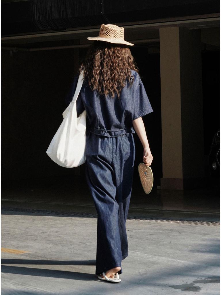 Louvre Summer Korean Retro Wide-Leg Breathable Sun Protection Jeans for Women