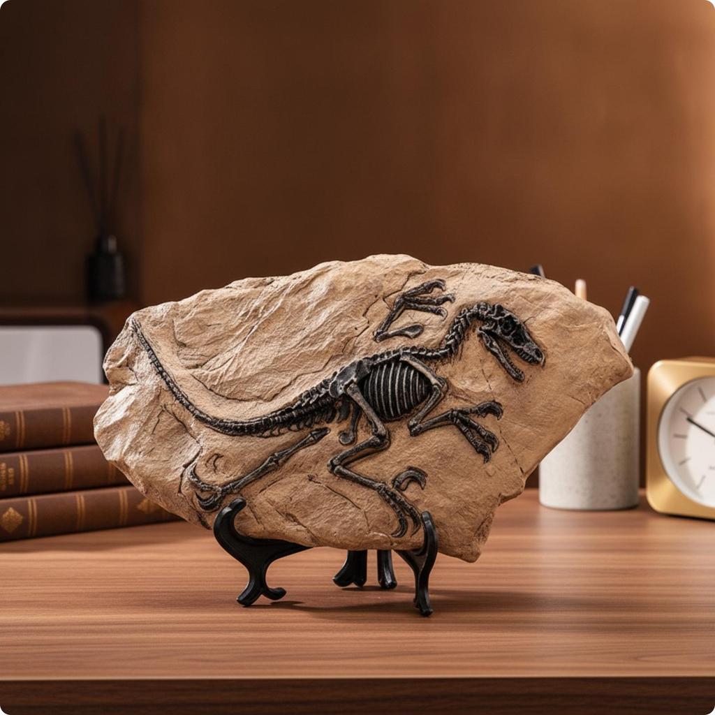 Dinosaur Display Ornament Desktop Resin Skeleton Plaque Textured Style