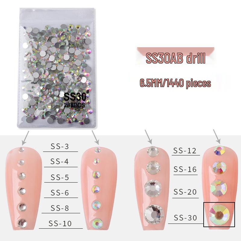 1440-Piece Nail Art Rhinestone Set: Clear, White, AB-Color, Flat-Back, Small & Large for Shiny Nail Decorations.