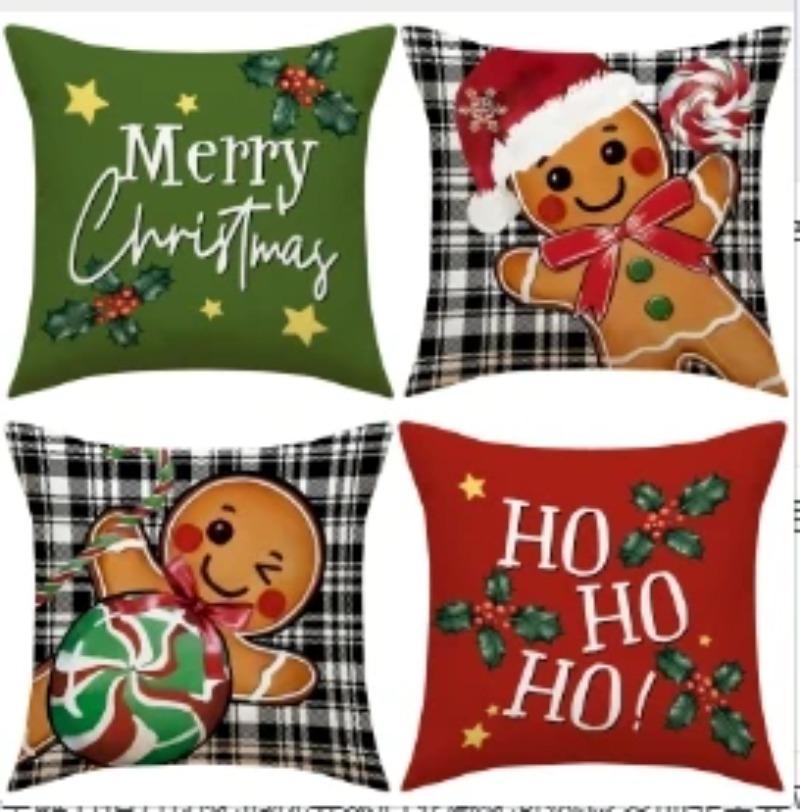 45x45cm Christmas Pillow Covers Set of 4,Winter Decorative Pillow Case, Merry Christmas Tree Cushion for Home Sofa Xmas Decor