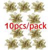 Artificial Christmas Tree Flower, Glitter Decorações, Natal Ornamentos, Presente De Ano Novo, 10pcs