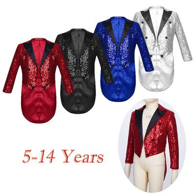 Kinder Jungen Halloween Zirkus Ringmaster Pailletten Frack Zaubershow Blazer Jacke