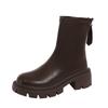 thick-soled Martin boots women's new spring and autumn single boots rear zipper round head thick heel thin short boots