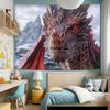 2D Red Fire Dragon Fantasy Wall Tapestry Ice Snow Mountain Scene Wall Hanging for Bedroom Living Room Home Decor