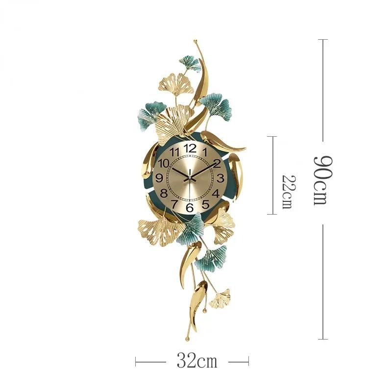 Iron Art Wall Clocks Living Room Creative Ginkgo Fashion Personality Household Mute Atmosphere Clock Decorative Wall WatchQ2P6B9