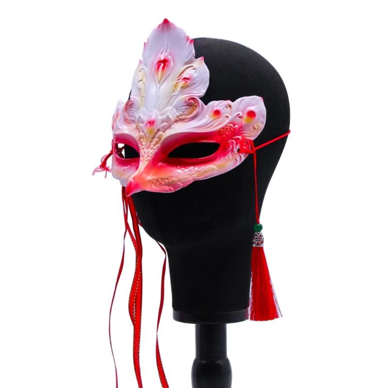Masquerade Adult Half Face Mask Sexy Funny Dress Chinese Style Adjustable Mask for Halloween Carnivals Night Club