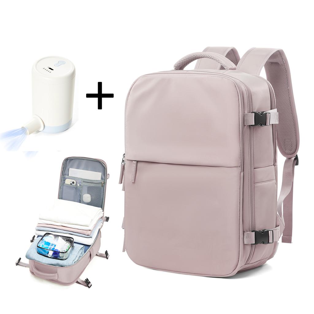 Travel Vacuum Backpack with Vacuum Compression Pump, Large Capacity Airplane Travel Backpack Women Men Expanded Laptop Backpack