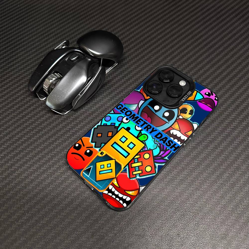 Game Geometry Dash Phone Case For IPhone 17 16 15 14 13 Pro 12 11 Pro Max PLUS Color Back Cover