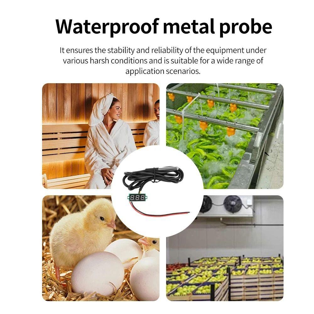 -50℃~125℃ Digital Thermometer Waterproof Metal Probe Temperature Meter LED Display Temperature Sensor Detector Aquarium