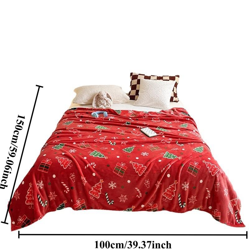 1pc Christmas Thickened Flannel Blanket Red Coral plush Blanket Air-conditioned Blanket Gift Modern and Simple Polyester