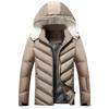 Men S Plus Size Hooded Zip Up Cotton Padded Jacket Winter Casual Solid Color