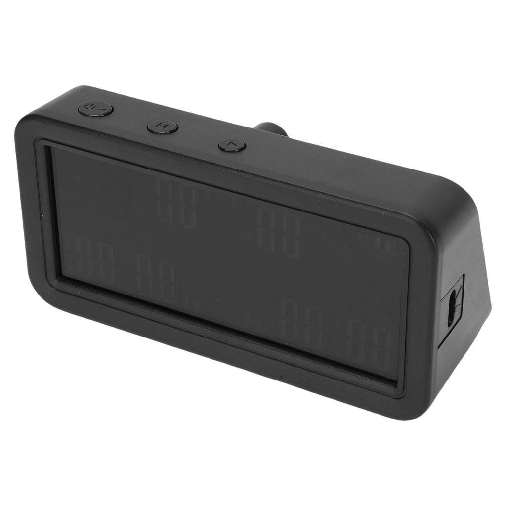 Tire Pressure Monitor with 6 External Sensors, LCD Display, Solar and Type C Charging, Auto On Off, Temperature and Low