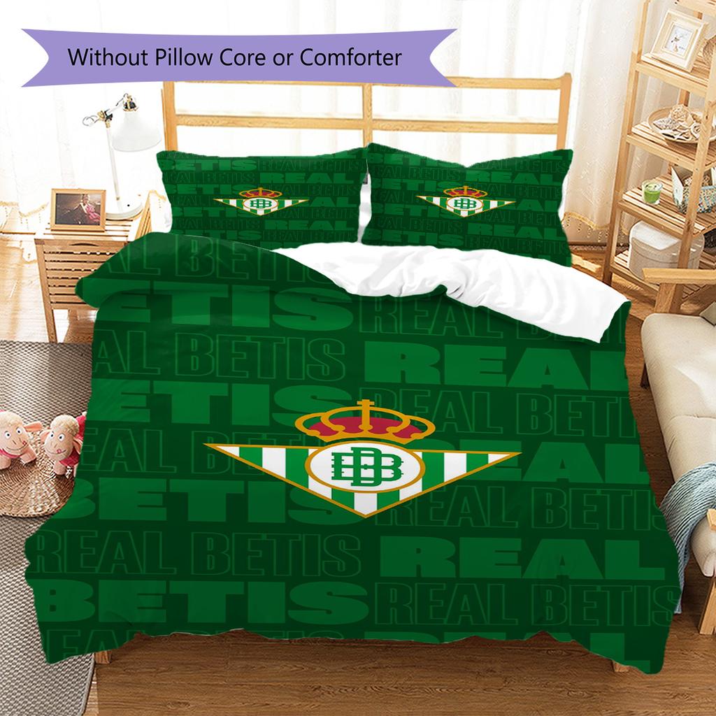 Real Betis Balompié Pattern Bedding Set Quilt Cover Pillowcase Home Decor Gift (1 * Duvet Cover + 2 * Pillowcase, Without Core)
